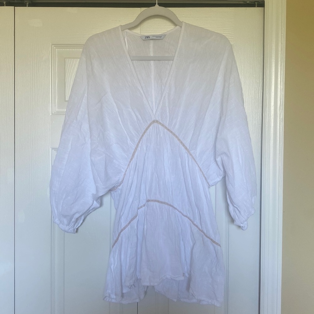 Zara crepe beach cover up shirt dress